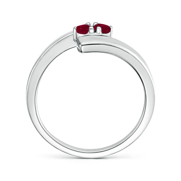 2.7mm A Bypass Round Ruby Two Stone Ring in White Gold product image