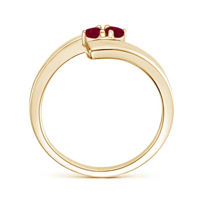2.7mm A Bypass Round Ruby Two Stone Ring in Yellow Gold product image