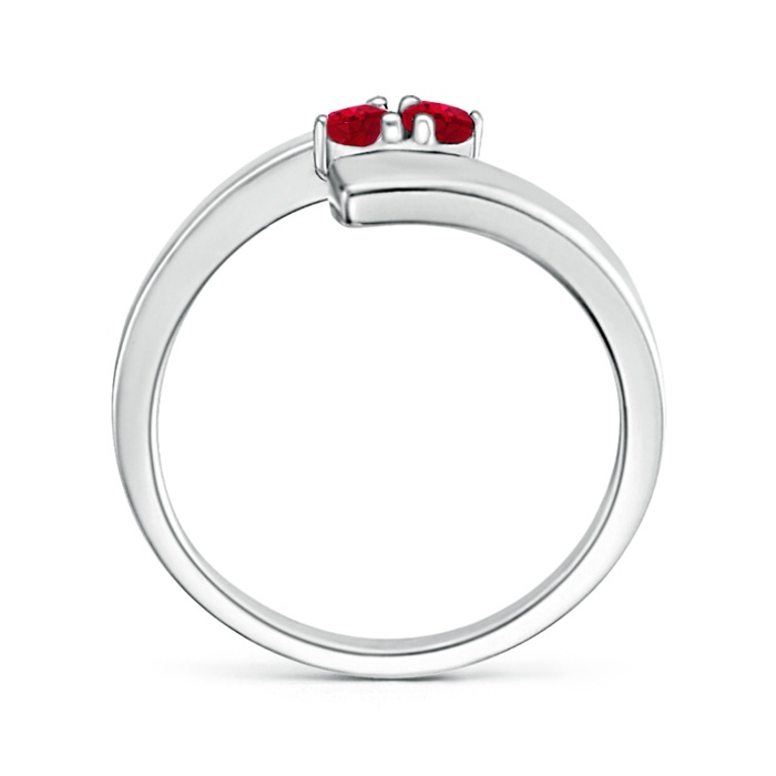 2.7mm AAA Bypass Round Ruby Two Stone Ring in White Gold product image