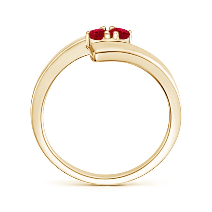 2.7mm AAA Bypass Round Ruby Two Stone Ring in Yellow Gold product image