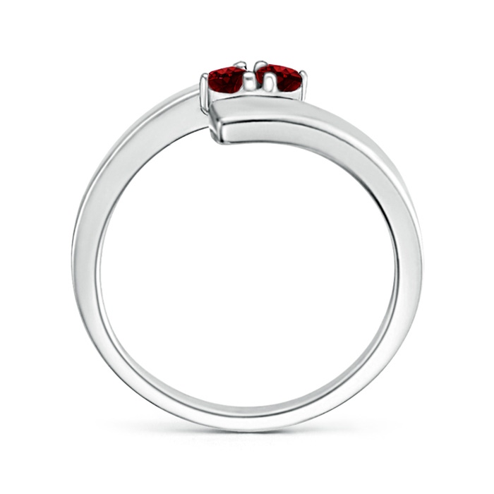 2.7mm AAAA Bypass Round Ruby Two Stone Ring in White Gold product image