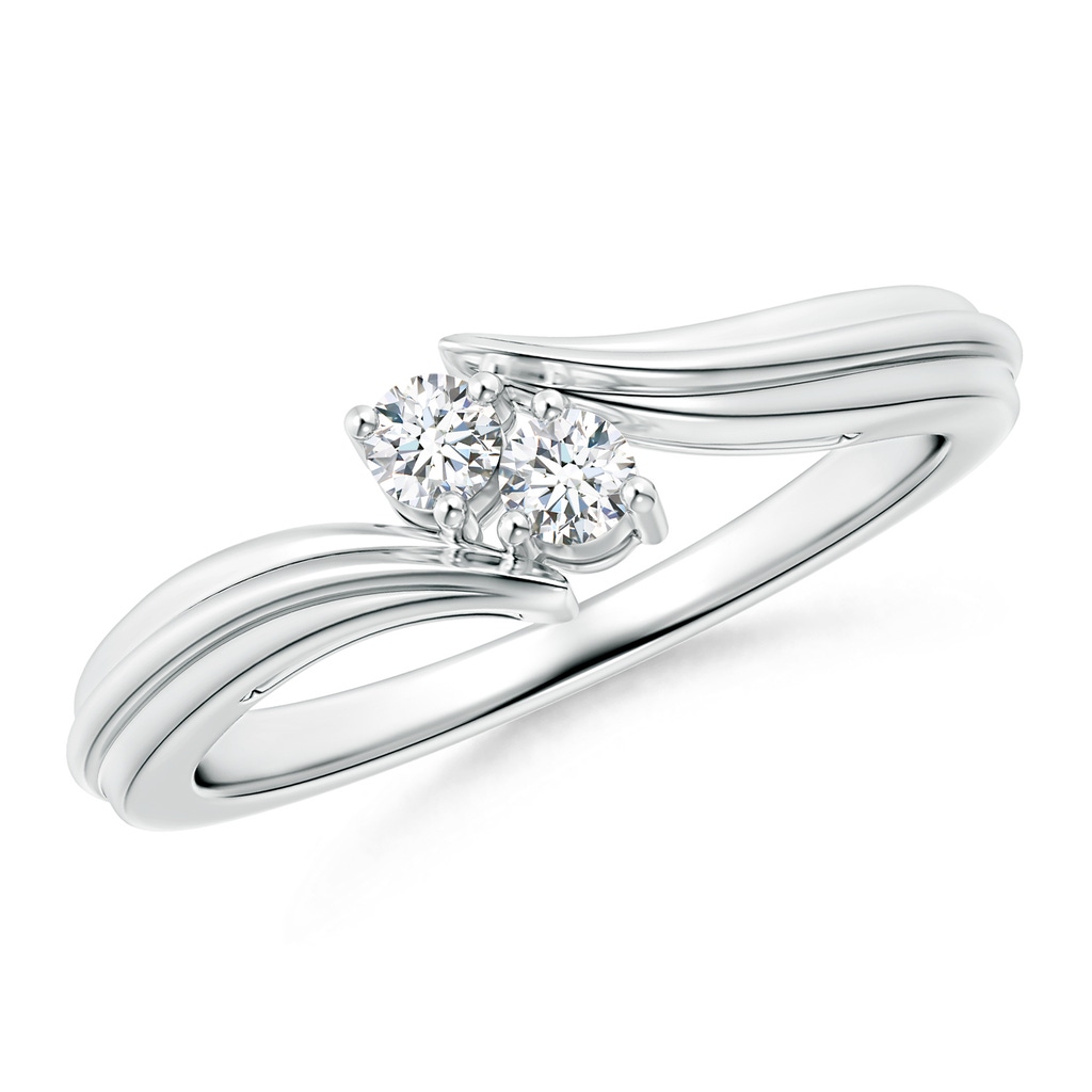 2.7mm GVS2 Round Two Stone Diamond Bypass Ring in White Gold