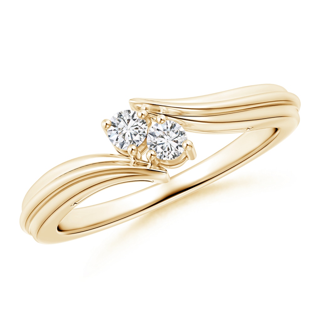 2.7mm HSI2 Round Two Stone Diamond Bypass Ring in Yellow Gold