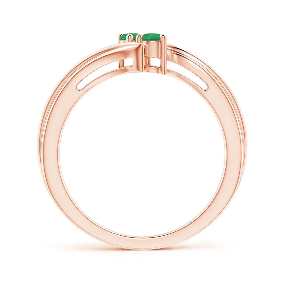 2.7mm A Round Two Stone Emerald Bypass Ring in Rose Gold product image