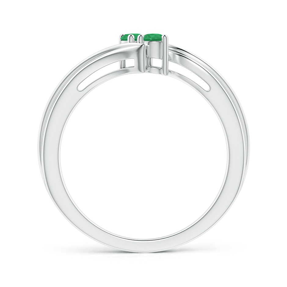 2.7mm A Round Two Stone Emerald Bypass Ring in White Gold product image