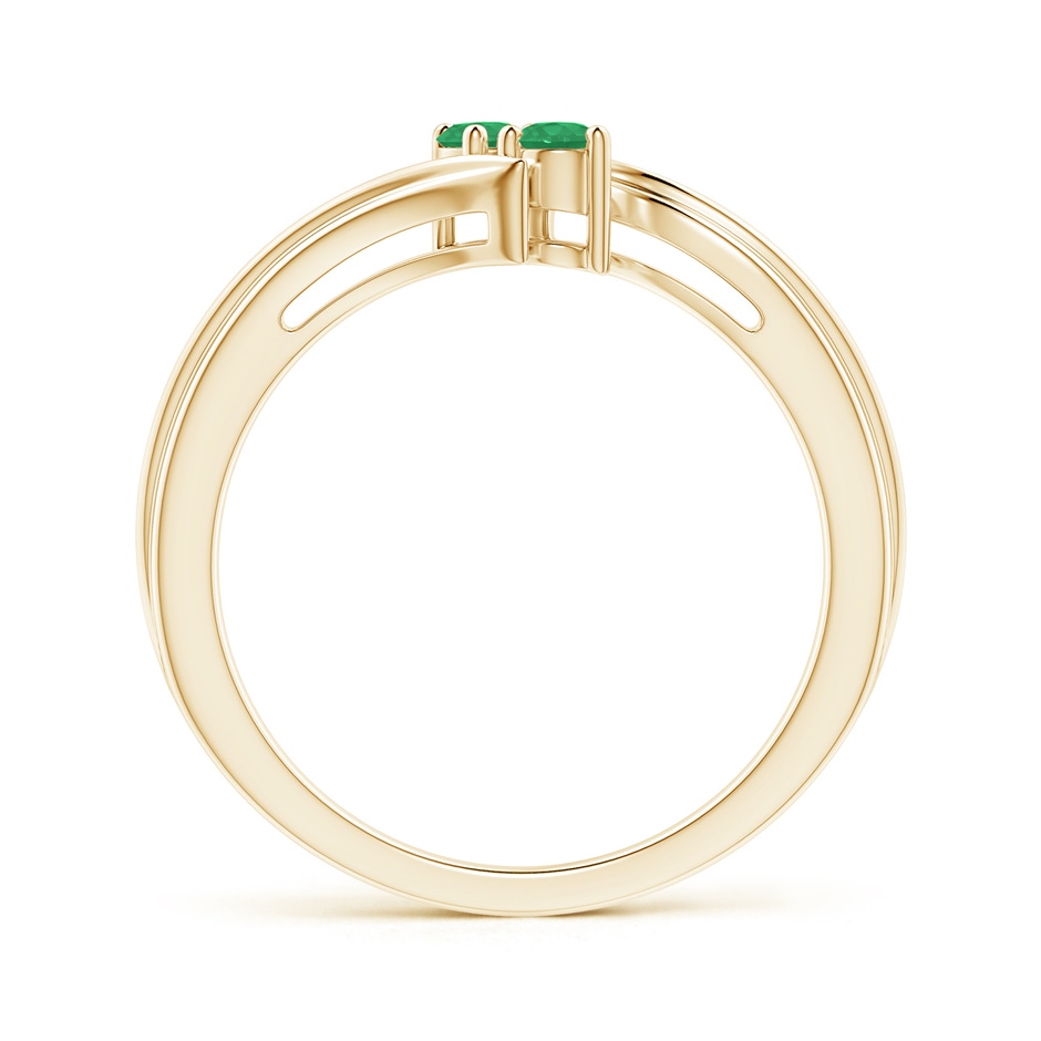 2.7mm A Round Two Stone Emerald Bypass Ring in Yellow Gold product image