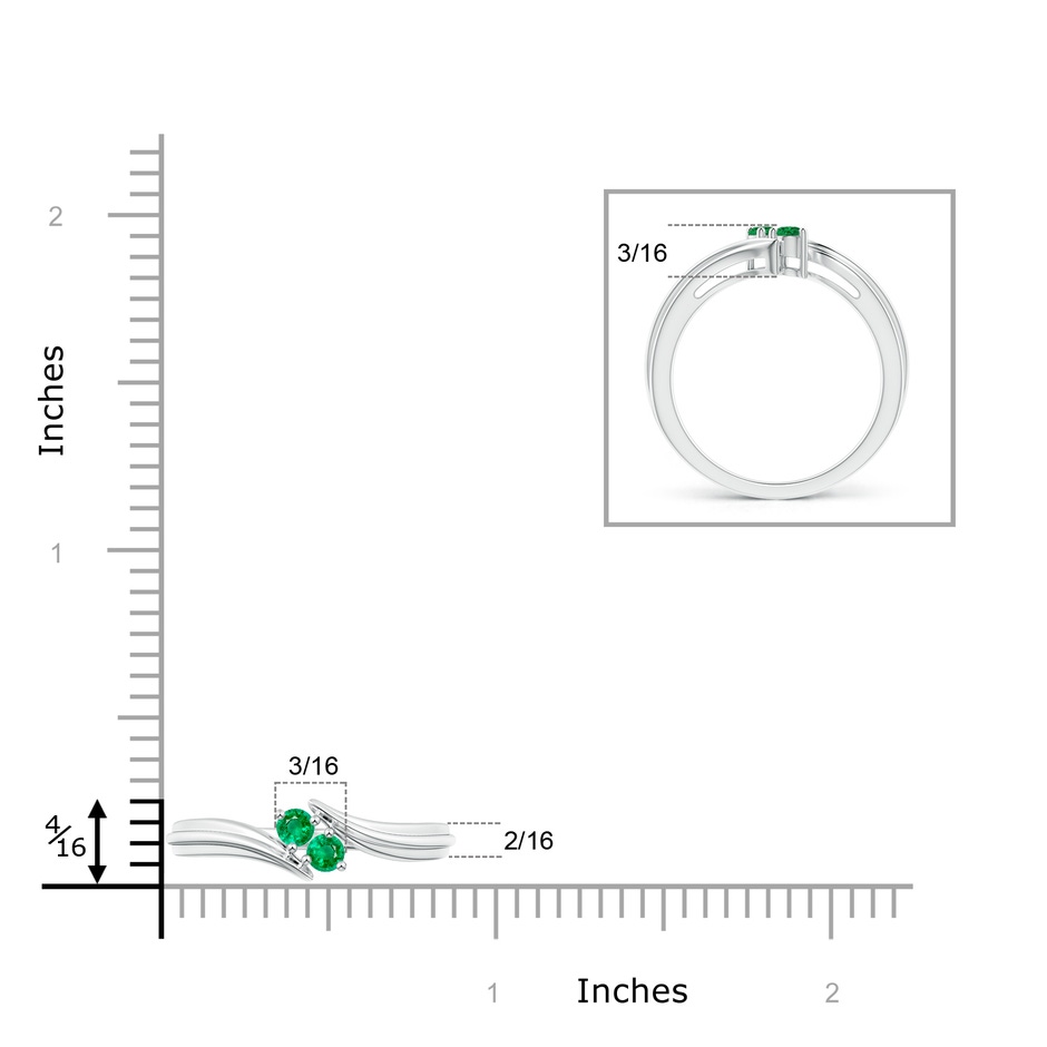 2.7mm AAA Round Two Stone Emerald Bypass Ring in P950 Platinum product image