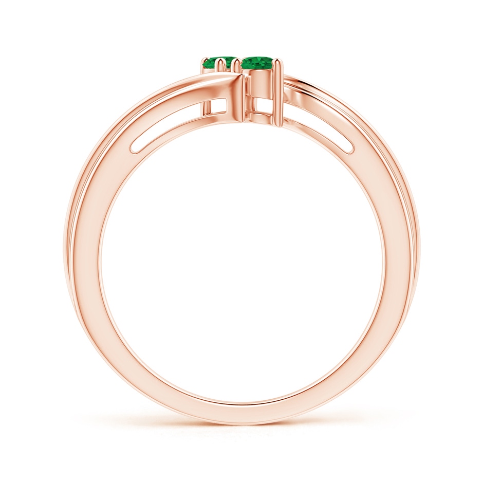 2.7mm AAA Round Two Stone Emerald Bypass Ring in Rose Gold product image