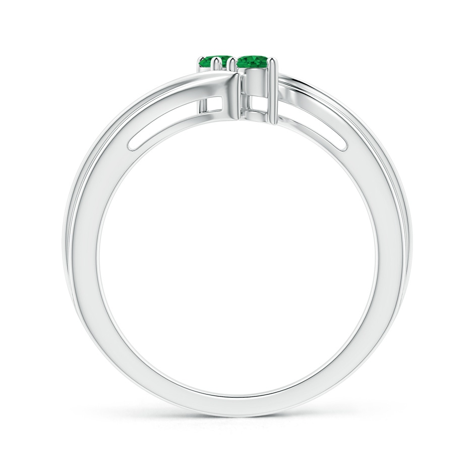 2.7mm AAA Round Two Stone Emerald Bypass Ring in White Gold product image