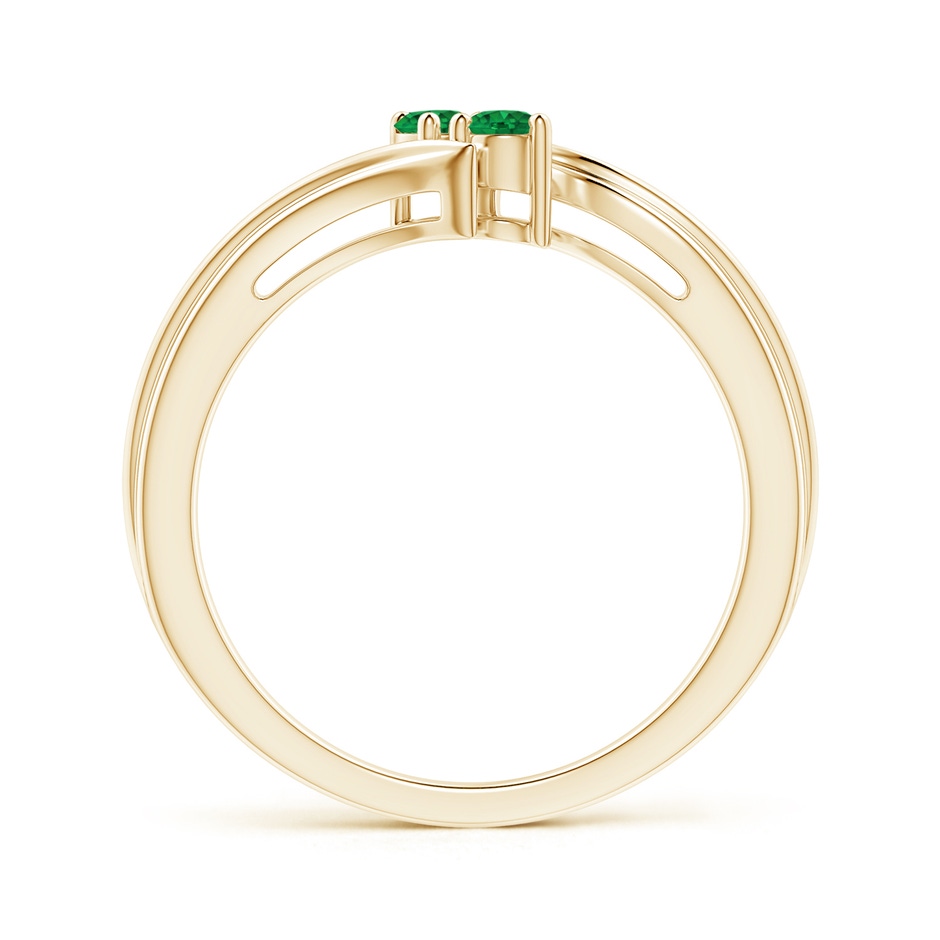 2.7mm AAA Round Two Stone Emerald Bypass Ring in Yellow Gold product image