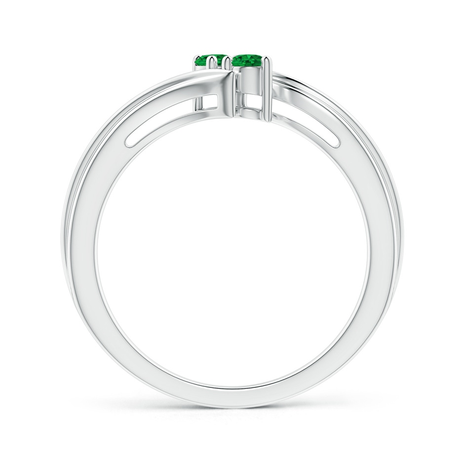 2.7mm AAAA Round Two Stone Emerald Bypass Ring in White Gold product image