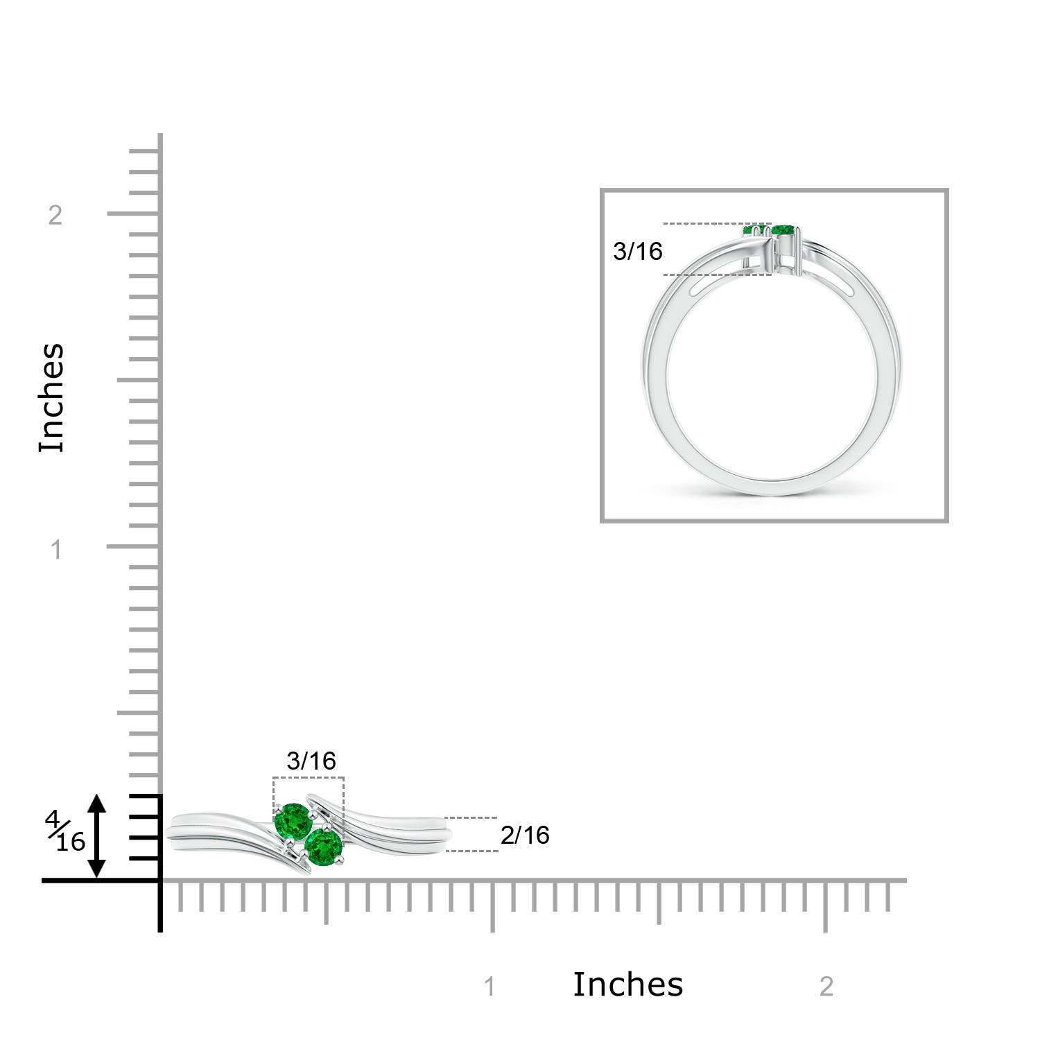 AAAA - Emerald / 0.16 CT / 14 KT White Gold