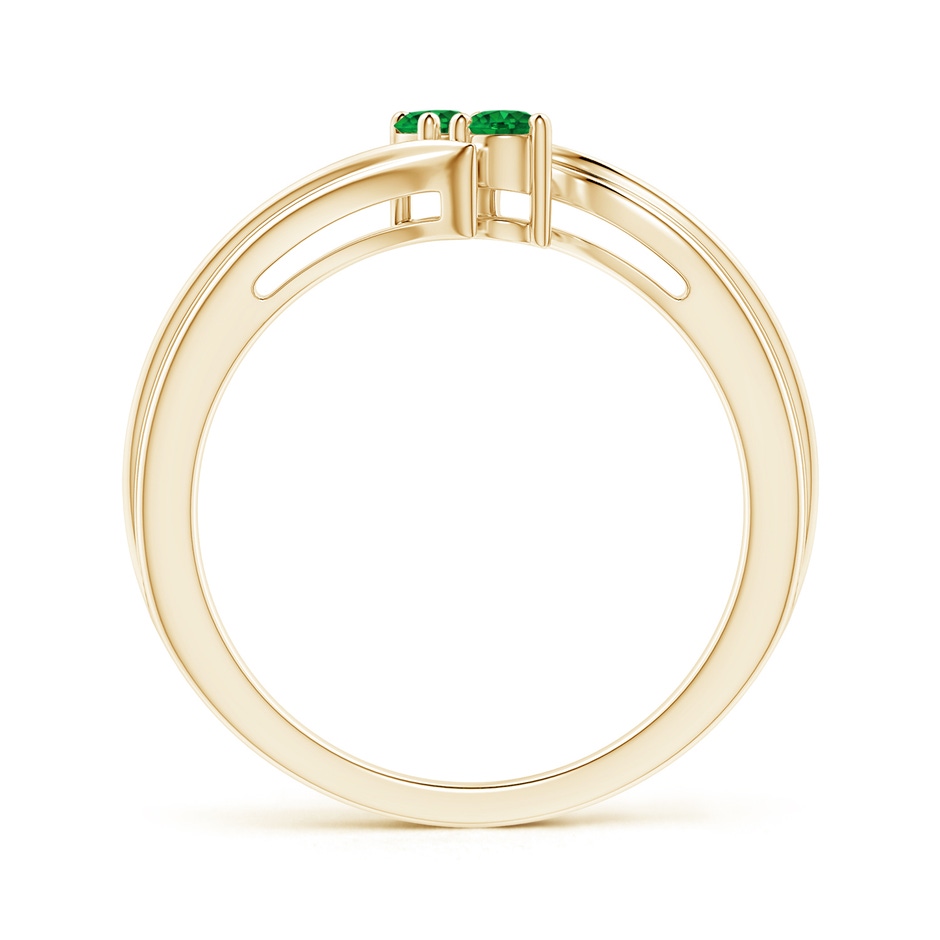 2.7mm AAAA Round Two Stone Emerald Bypass Ring in Yellow Gold product image