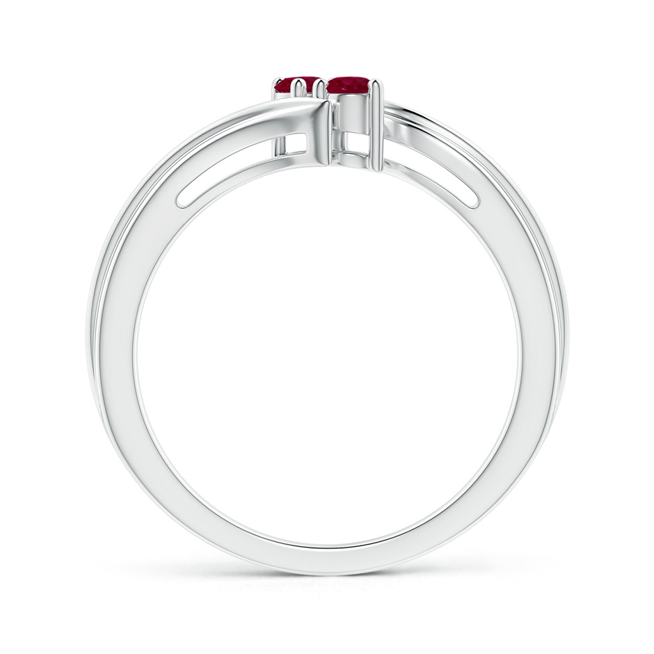 2.7mm A Round Two Stone Ruby Bypass Ring in White Gold product image