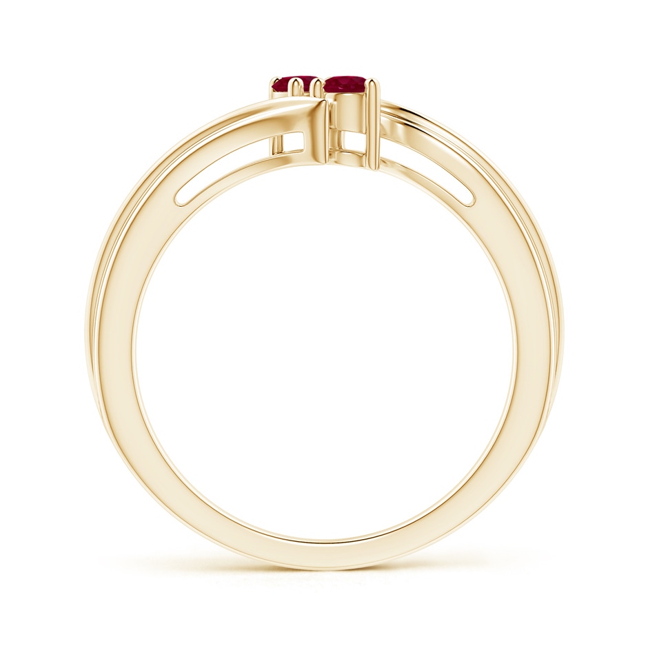 2.7mm A Round Two Stone Ruby Bypass Ring in Yellow Gold product image