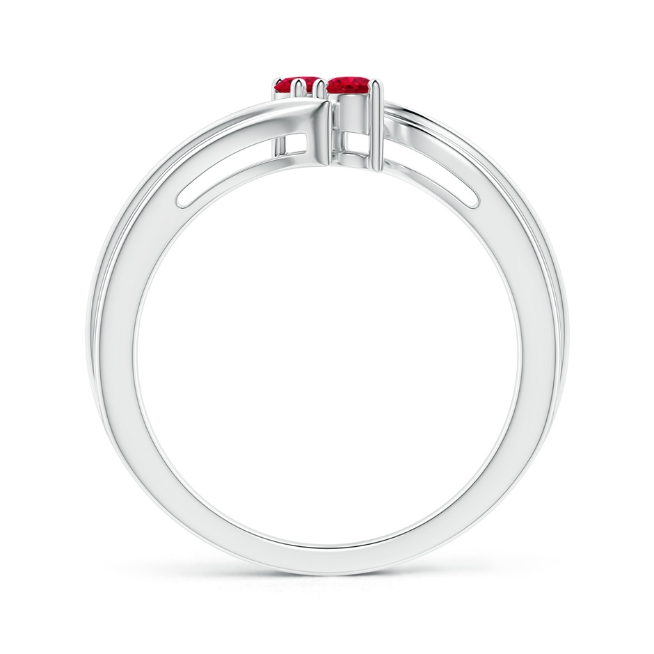 2.7mm AAA Round Two Stone Ruby Bypass Ring in P950 Platinum product image