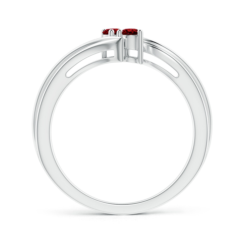 2.7mm AAAA Round Two Stone Ruby Bypass Ring in White Gold product image