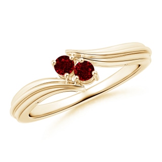 2.7mm AAAA Round Two Stone Ruby Bypass Ring in Yellow Gold