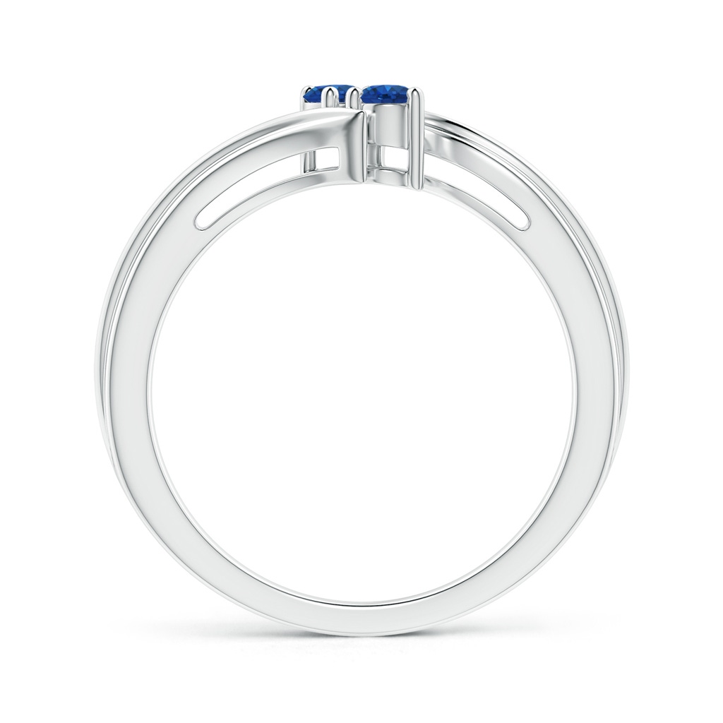 2.7mm AAA Round Two Stone Blue Sapphire Bypass Ring in White Gold Product Image