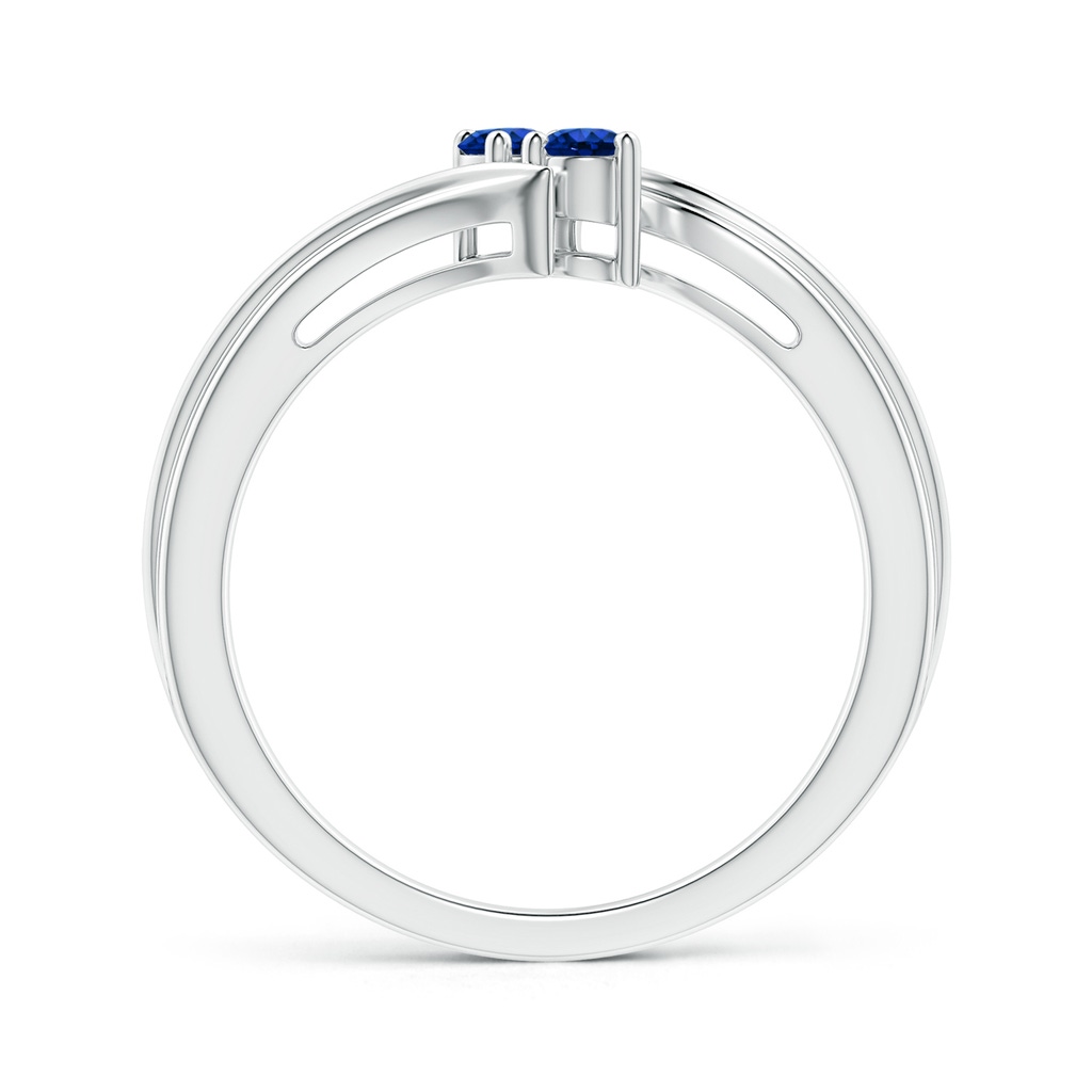 2.7mm AAAA Round Two Stone Blue Sapphire Bypass Ring in White Gold Product Image
