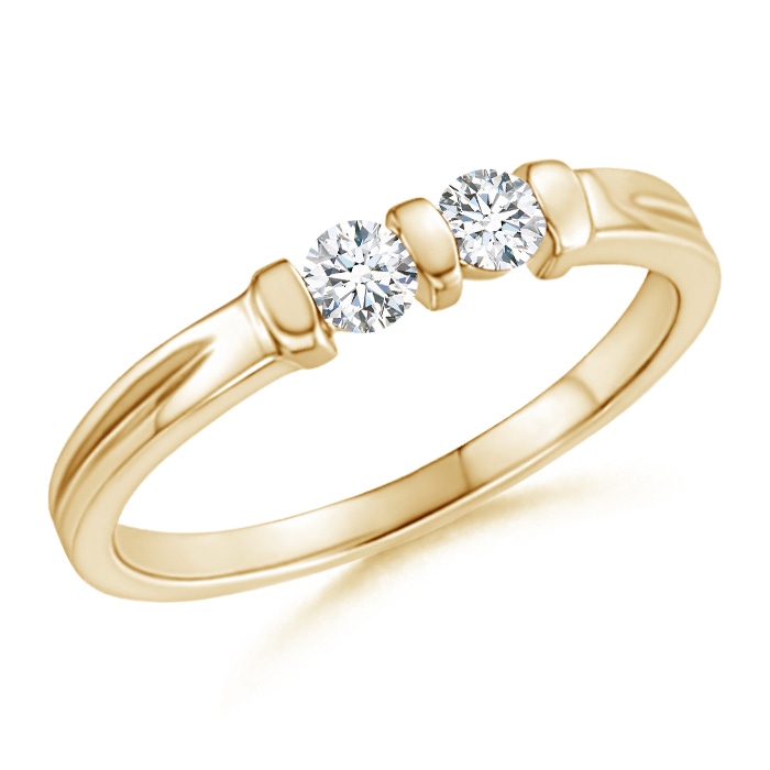 3mm GVS2 Round Two Stone Diamond Ring with Bar Setting in Yellow Gold 