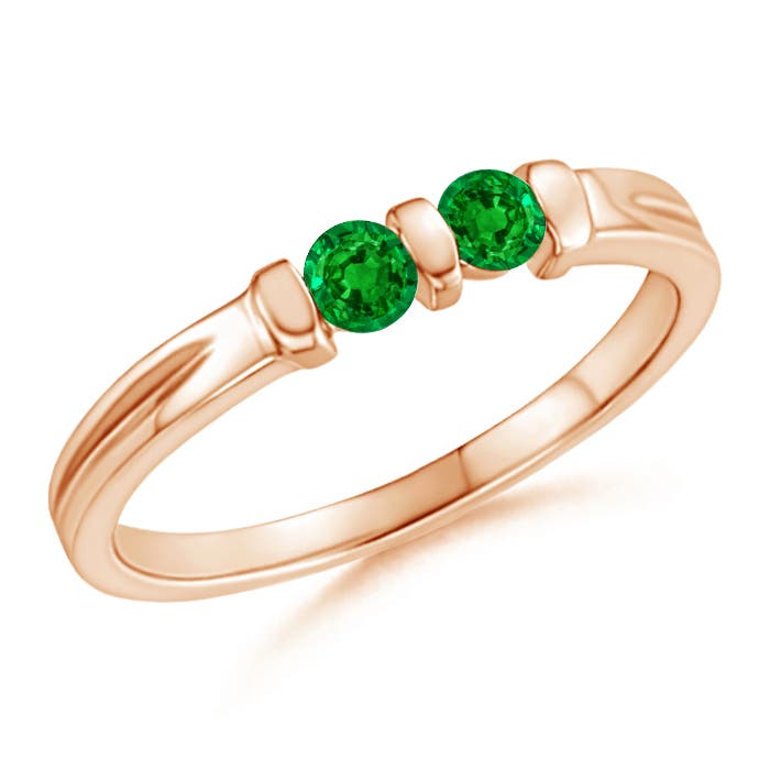 AAAA - Emerald / 0.2 CT / 14 KT Rose Gold