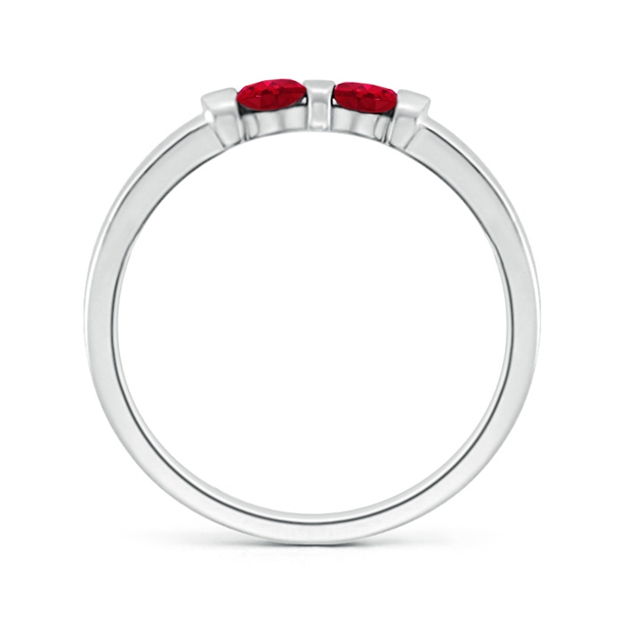 3mm AAA Round Two Stone Ruby Ring with Bar Setting in White Gold Product Image