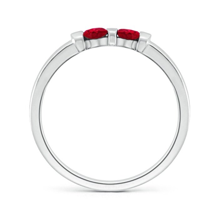 3mm AAA Round Two Stone Ruby Ring with Bar Setting in White Gold product image