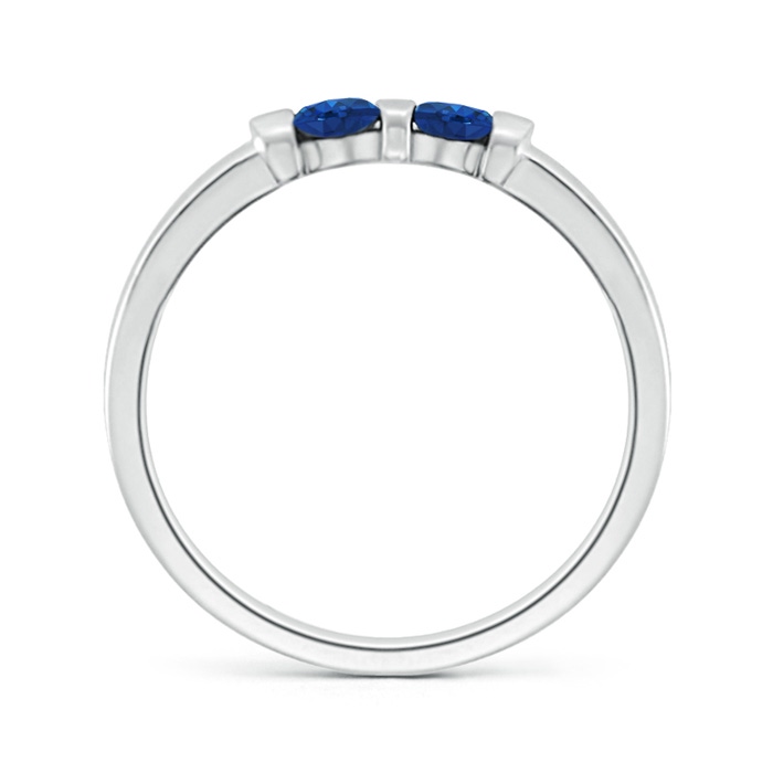 3mm AAA Round Two Stone Blue Sapphire Ring with Bar Setting in White Gold product image