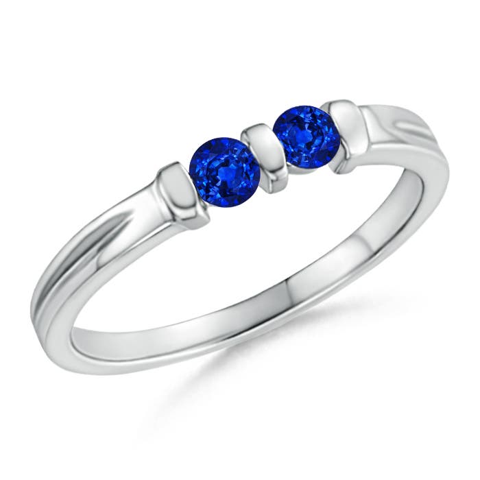 AAAA - Blue Sapphire / 0.28 CT / 14 KT White Gold