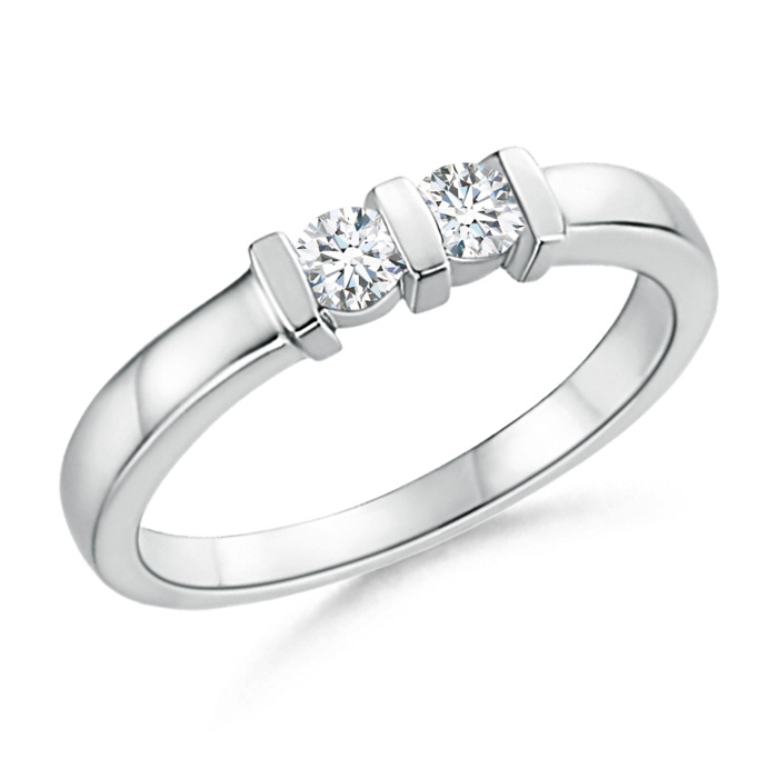 3mm GVS2 Round 2 Stone Diamond Ring with Bar Setting in White Gold 