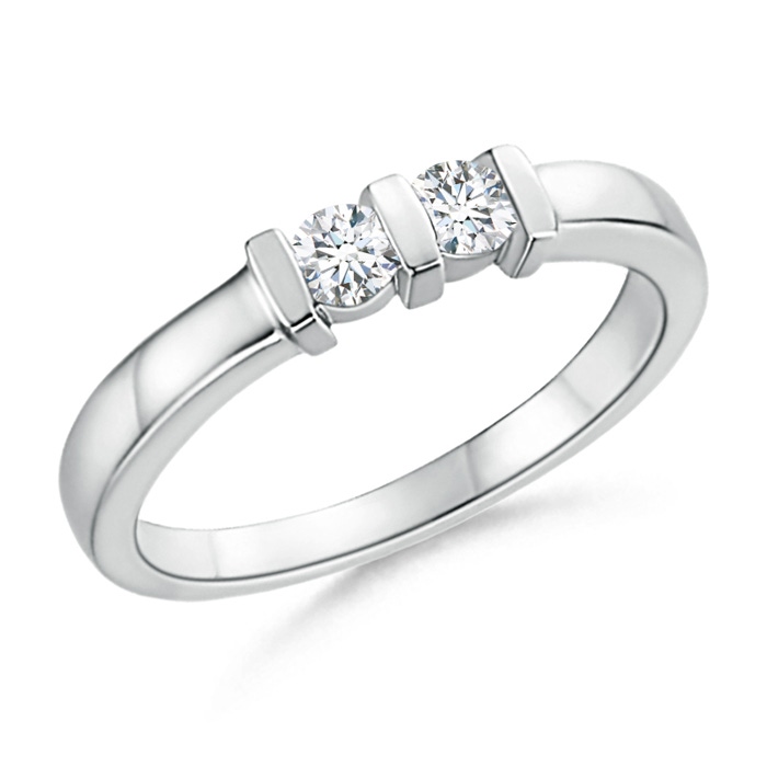3mm GVS2 Round 2 Stone Diamond Ring with Bar Setting in White Gold