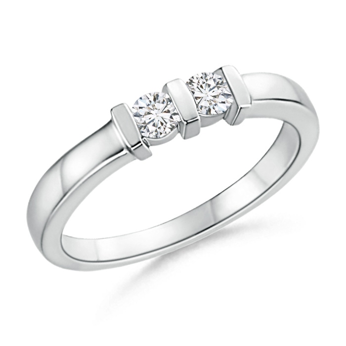 3mm HSI2 Round 2 Stone Diamond Ring with Bar Setting in White Gold