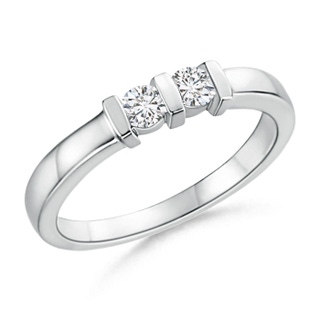3mm HSI2 Round 2 Stone Diamond Ring with Bar Setting in White Gold