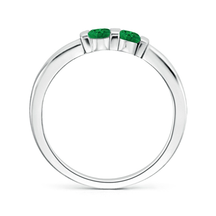 3mm AAA Round 2 Stone Emerald Ring with Bar Setting in 10K White Gold Product Image