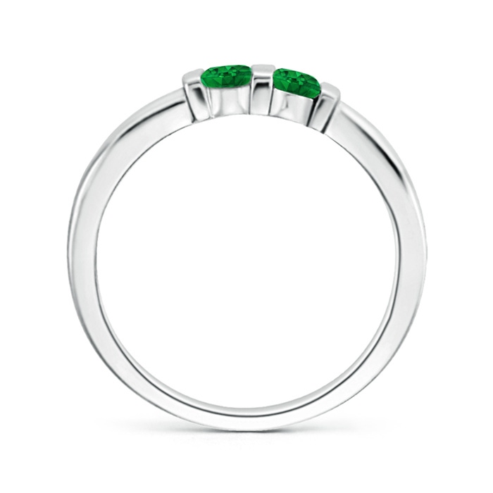 3mm AAAA Round 2 Stone Emerald Ring with Bar Setting in P950 Platinum product image