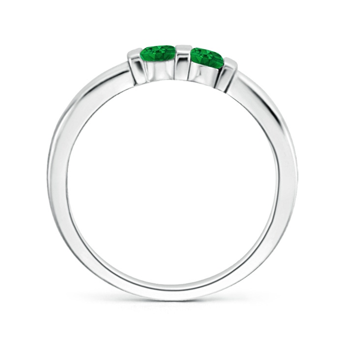 3mm AAAA Round 2 Stone Emerald Ring with Bar Setting in White Gold Product Image