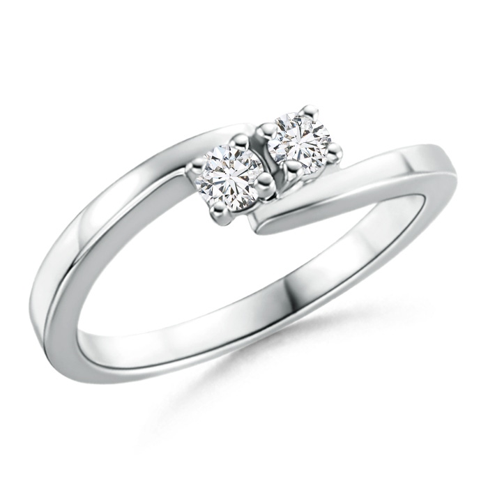 3mm HSI2 Classic Two Stone Round Diamond Bypass Ring in White Gold