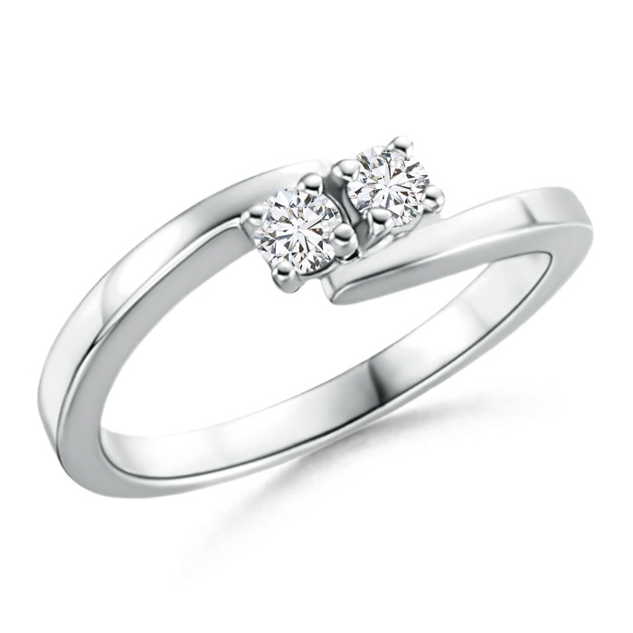 3mm HSI2 Classic Two Stone Round Diamond Bypass Ring in White Gold 