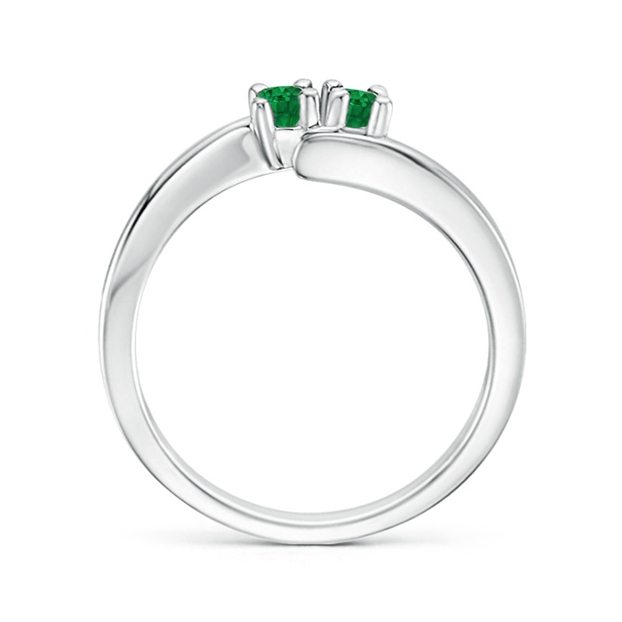 3mm AAA Classic Two Stone Round Emerald Bypass Ring in White Gold Product Image