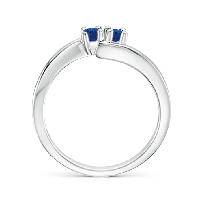 3mm AAA Classic Two Stone Round Blue Sapphire Bypass Ring in White Gold product image