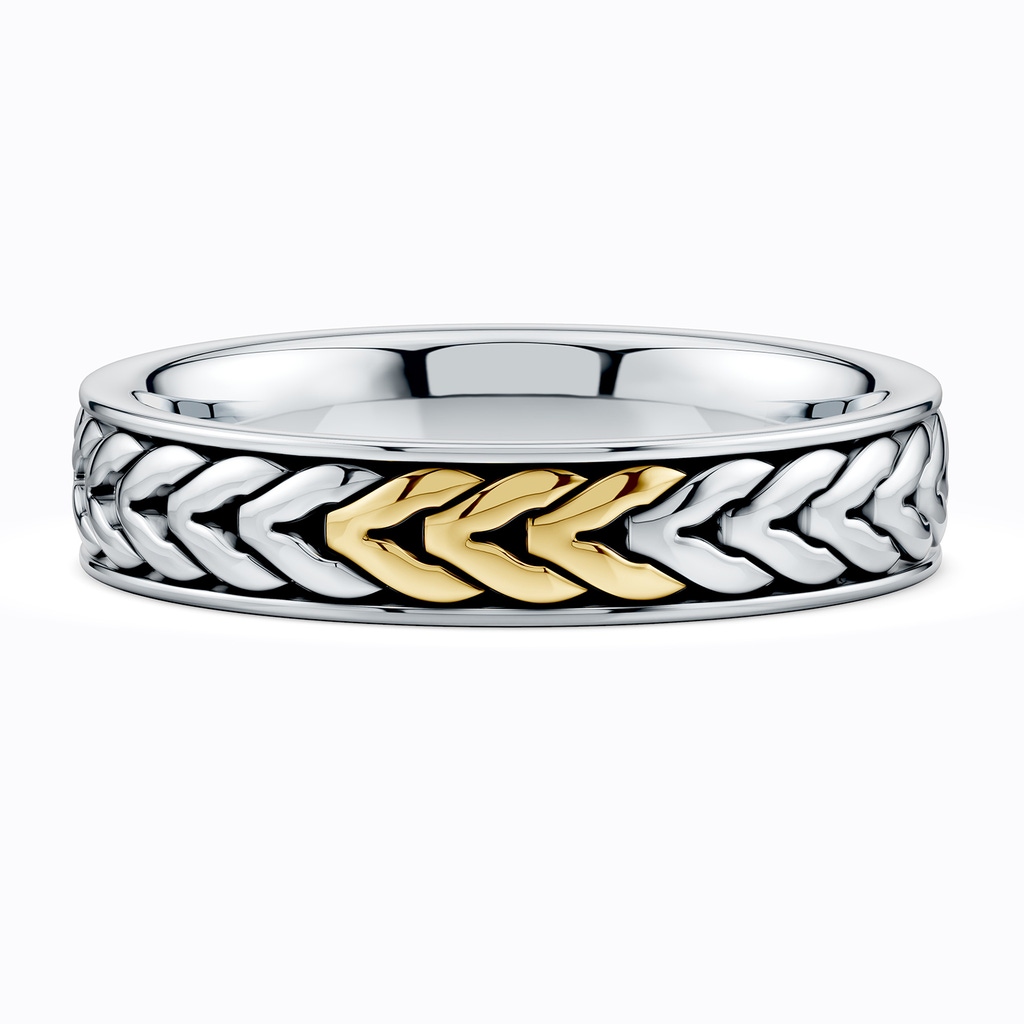 5 65 Oxidized Sterling Silver and 18K Yellow Gold Comfort Fit Band in  Sterling Silver & 18K Yellow Gold