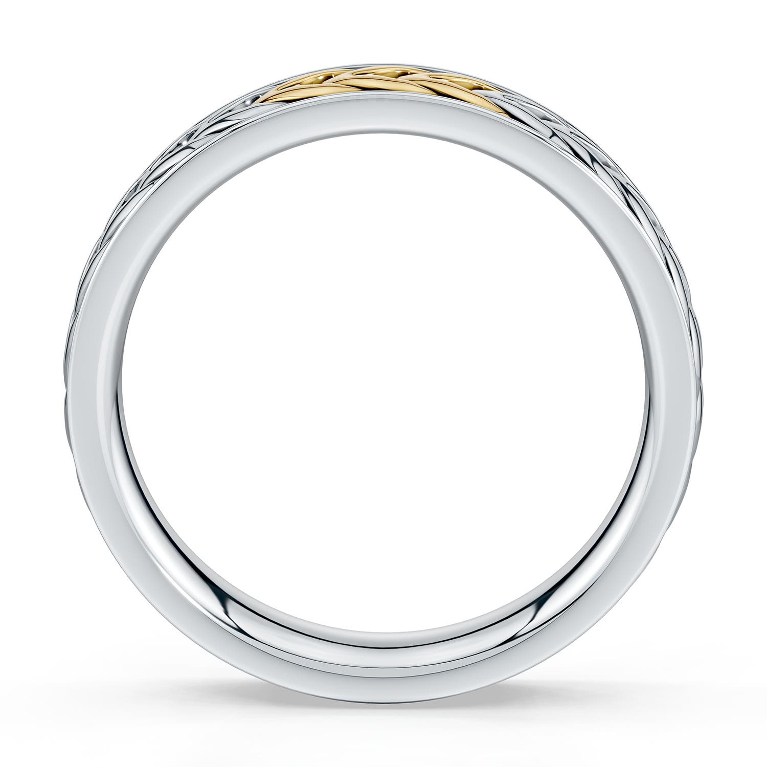 5 65 Oxidized Sterling Silver and 18K Yellow Gold Comfort Fit Band in Sterling Silver & 18K Yellow Gold