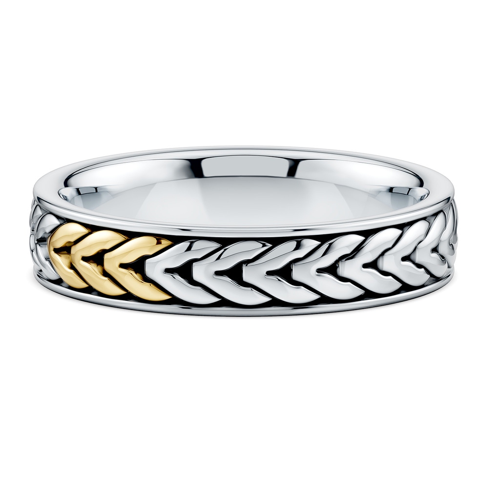 5 65 Oxidized Sterling Silver and 18K Yellow Gold Comfort Fit Band in  Sterling Silver & 18K Yellow Gold - side 199