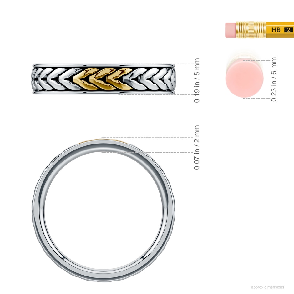 5 65 Oxidized Sterling Silver and 18K Yellow Gold Comfort Fit Band in  Sterling Silver & 18K Yellow Gold ruler