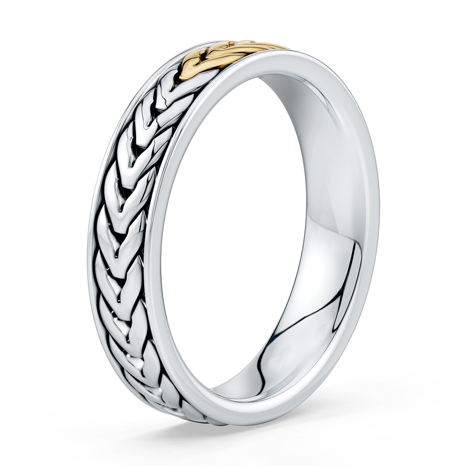 5 65 Oxidized Sterling Silver and 18K Yellow Gold Comfort Fit Band in  Sterling Silver & 18K Yellow Gold side 599