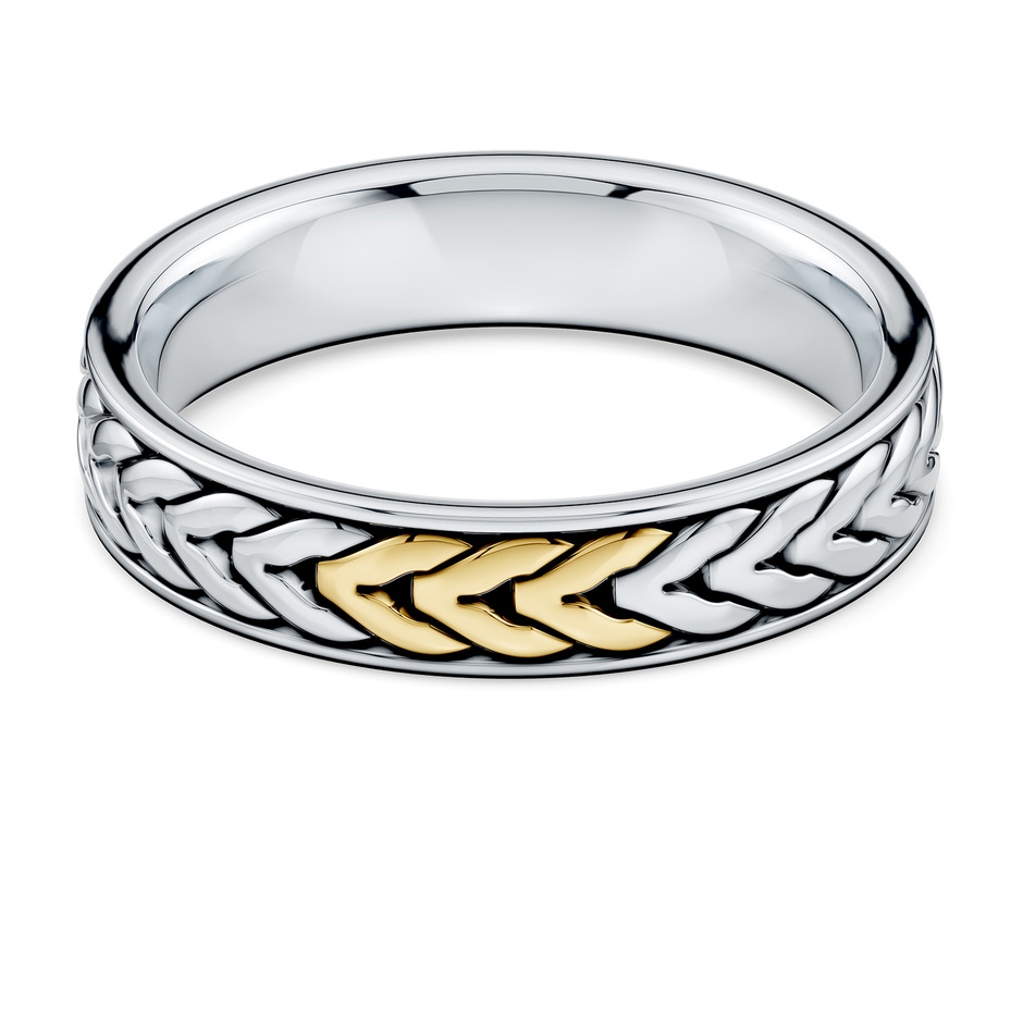 5 65 Oxidized Sterling Silver and 18K Yellow Gold Comfort Fit Band in  Sterling Silver & 18K Yellow Gold side 699