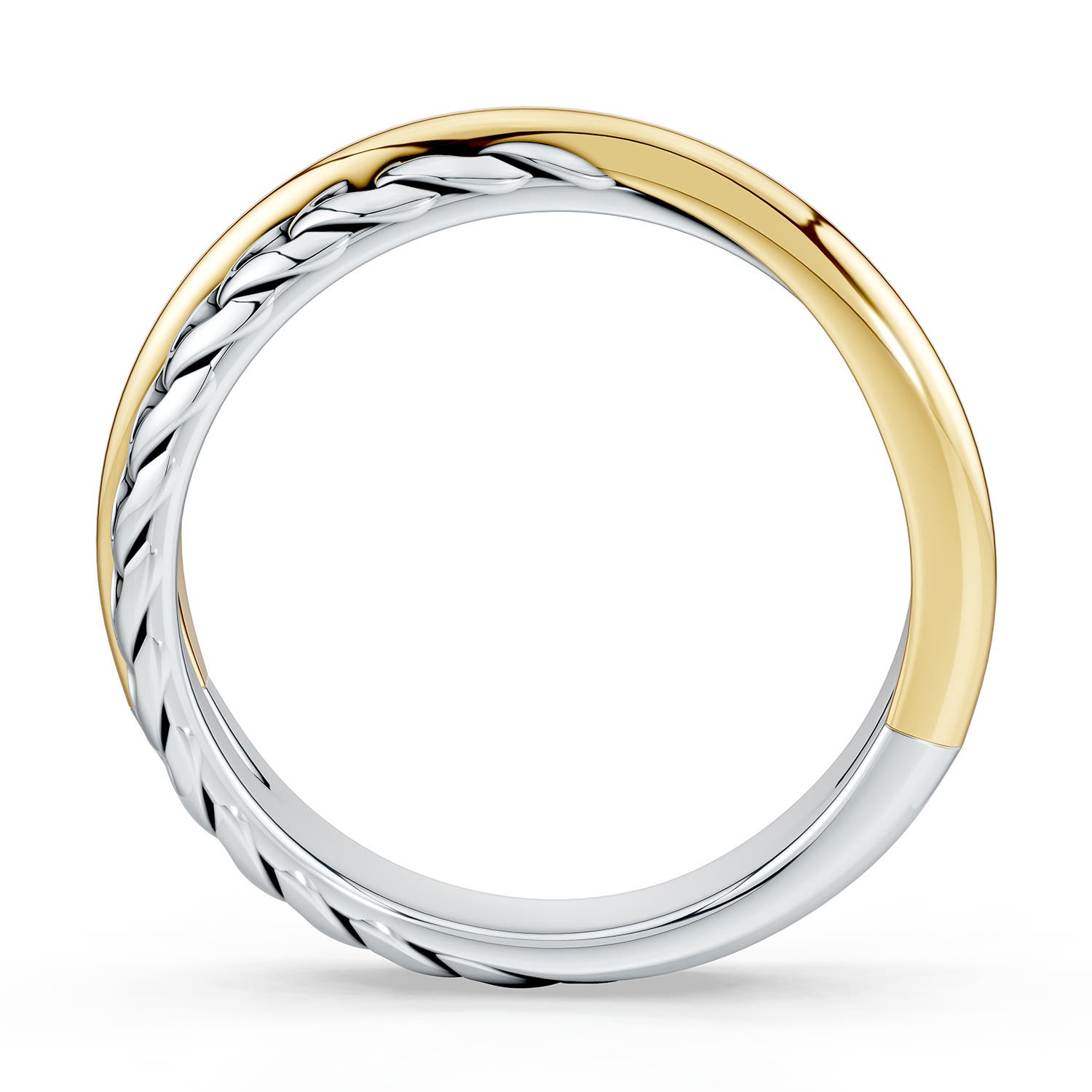 Oxidized Sterling Silver and 18K Yellow Gold Criss-Cross Comfort