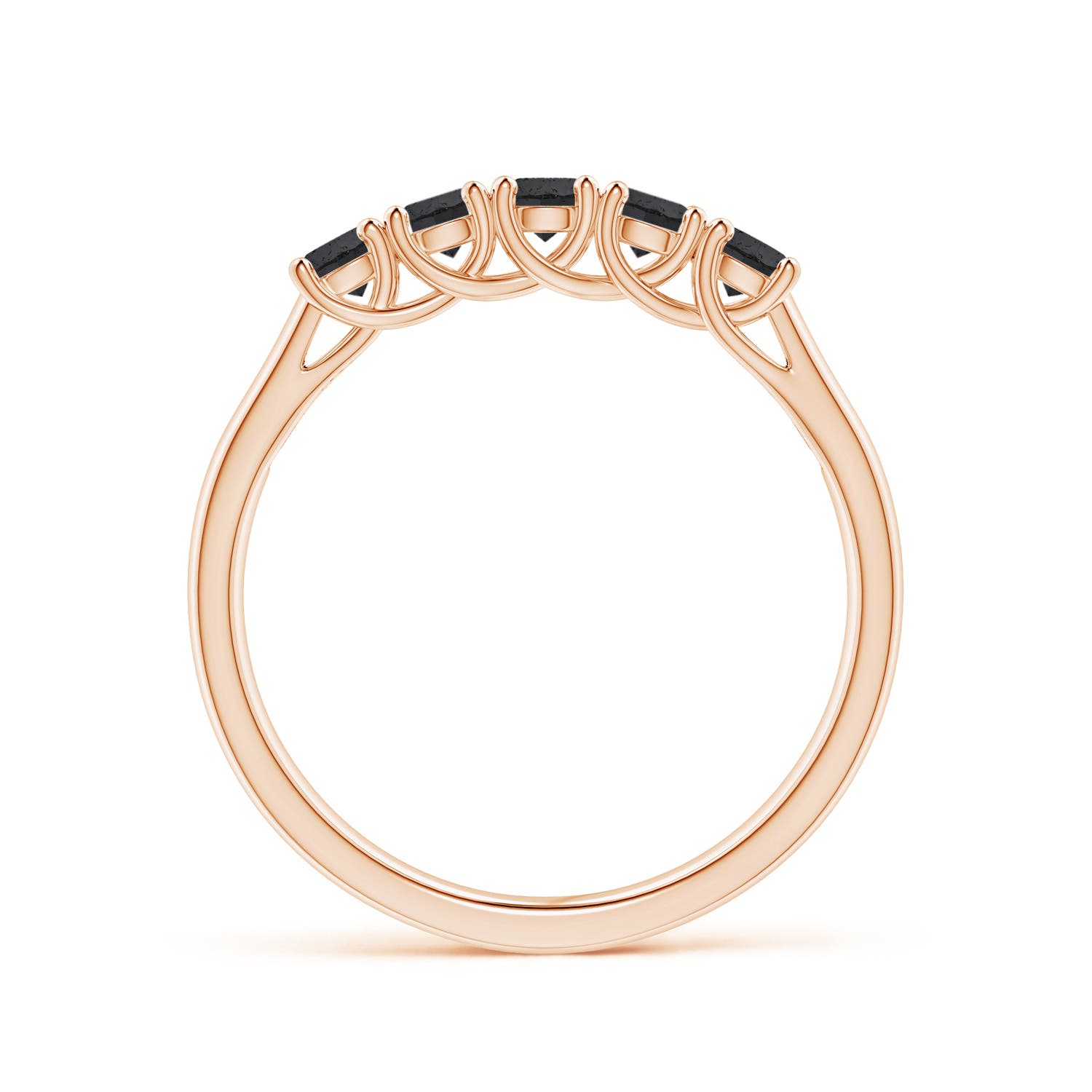 2.8mm A Half Eternity Five Stone Enhanced Black Diamond Wedding Ring in Rose Gold