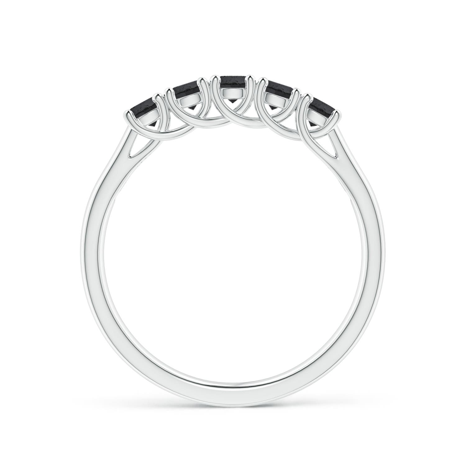 2.8mm A Half Eternity Five Stone Enhanced Black Diamond Wedding Ring in White Gold